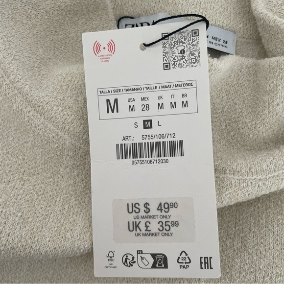 New! Zara Cream Oversized Mock Neck Sweater 37486 - Picture 6 of 10